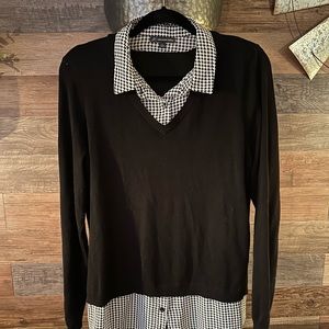 Adrianna Papell Twofer Layered Sweater Top Size Large